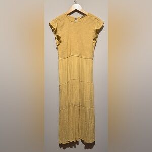 Blu Pepper Yellow Textured Maxi Dress